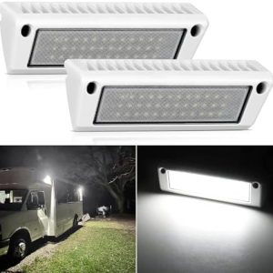 Nilight RV Exterior Light 2PCS - 9 Inch LED Porch Flood Beam Lights for RVs, Trailers, Campers - Durable White Aluminum