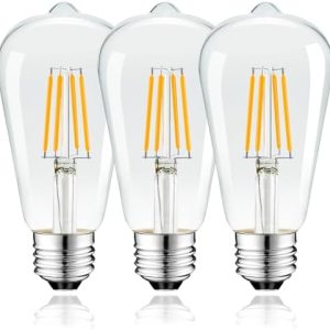 Vintage Edison LED Bulbs E26 - |5W, 30W Equivalent, 250 Lumens, Warm White, Non Dimmable, ST64 Antique Filament, 120V, 3