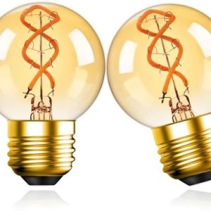 Vintage LED Edison Bulbs 25W Equivalent | G16.5 Decorative Spiral Filament | Amber Glass Warm White 2200K | E26 Base for