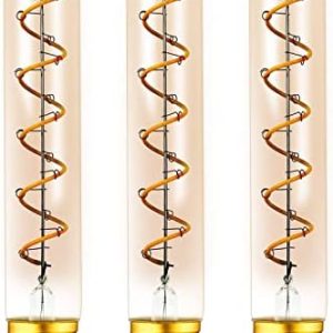 Lxcom Lighting T10 Vintage Edison Bulbs | Dimmable Amber Glass | 2200K Warm White | Pack of 3 | 3W E26 Spiral Filament