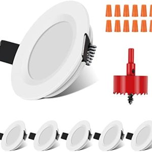 RV Boat Recessed Ceiling Light 6 Pack - 12V LED Puck Light for Camper Vans & RV Interior - 3W Full Aluminum Downlights -