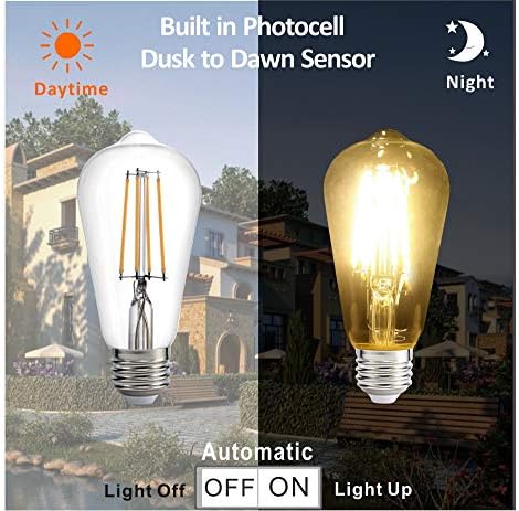 Dusk to Dawn LED Bulbs, Photocell Sensor, Auto On/Off, Warm White 2700K, E26 8W 800lm, Outdoor Lighting for Garden and G