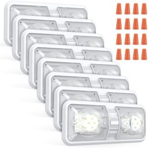 12V LED RV Interior Lights | 1000LM Brightness | Camper Ceiling Dome Light with Switch | 8-Pack Natural White Fixtures f